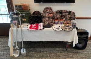 a stack of flyers on a table